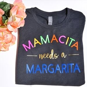 HappilyEverTuesday, Mamacita Needs a Margarita color White & Rainbow T-Shirt